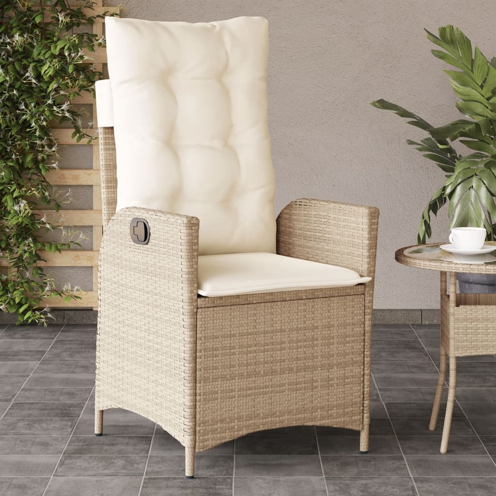Tuinstoel verstelbaar met kussens poly rattan beige is nu te koop bij PeponiXL, paradijselijk wonen!
