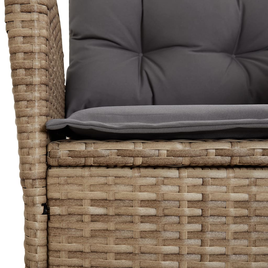 Tuinstoel verstelbaar met kussens poly rattan gemengd beige is nu te koop bij PeponiXL, paradijselijk wonen!