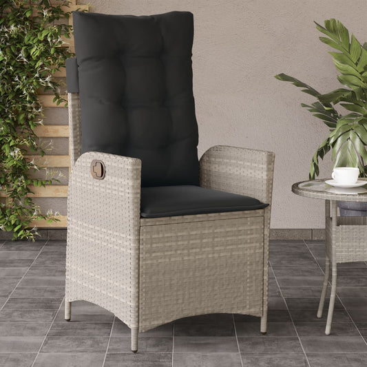 Tuinstoel verstelbaar met kussens poly rattan lichtgrijs is nu te koop bij PeponiXL, paradijselijk wonen!