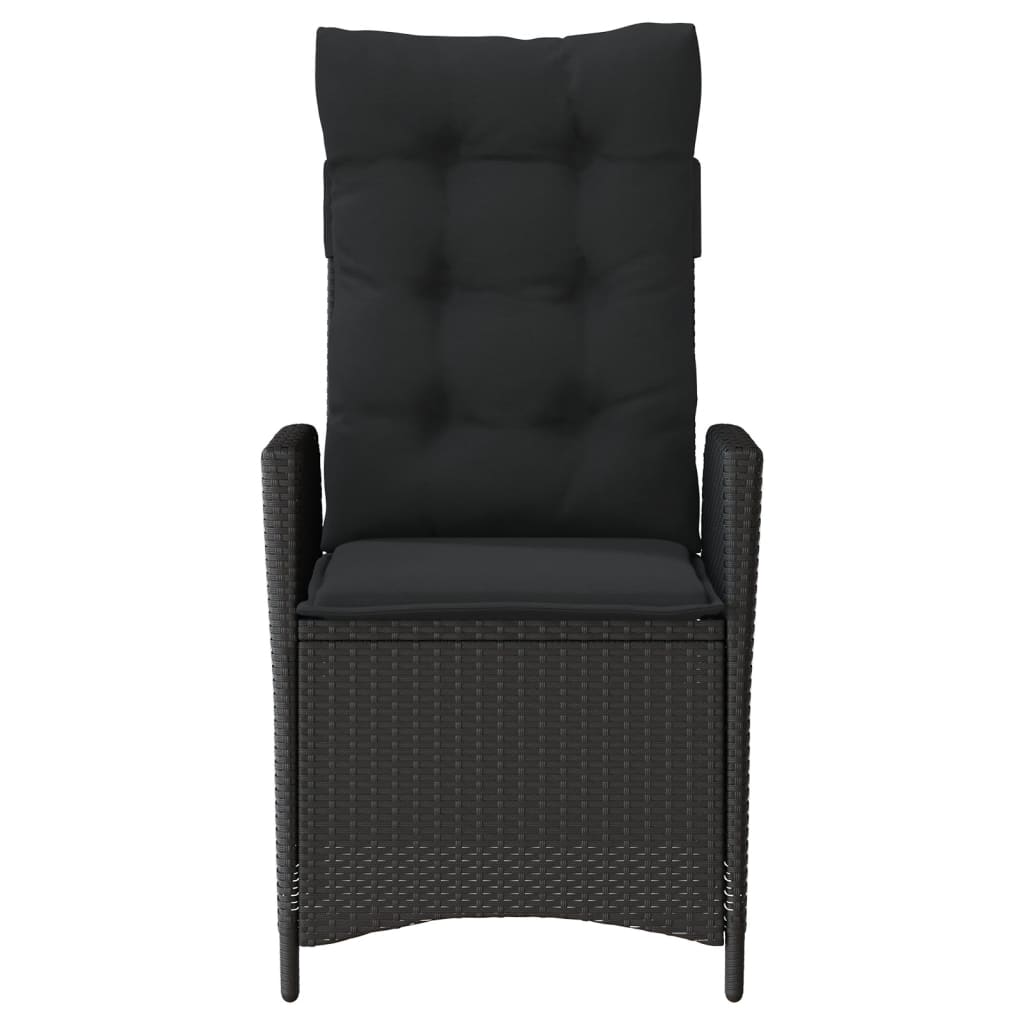 Tuinstoelen 2 st verstelbaar met kussens poly rattan zwart is nu te koop bij PeponiXL, paradijselijk wonen!