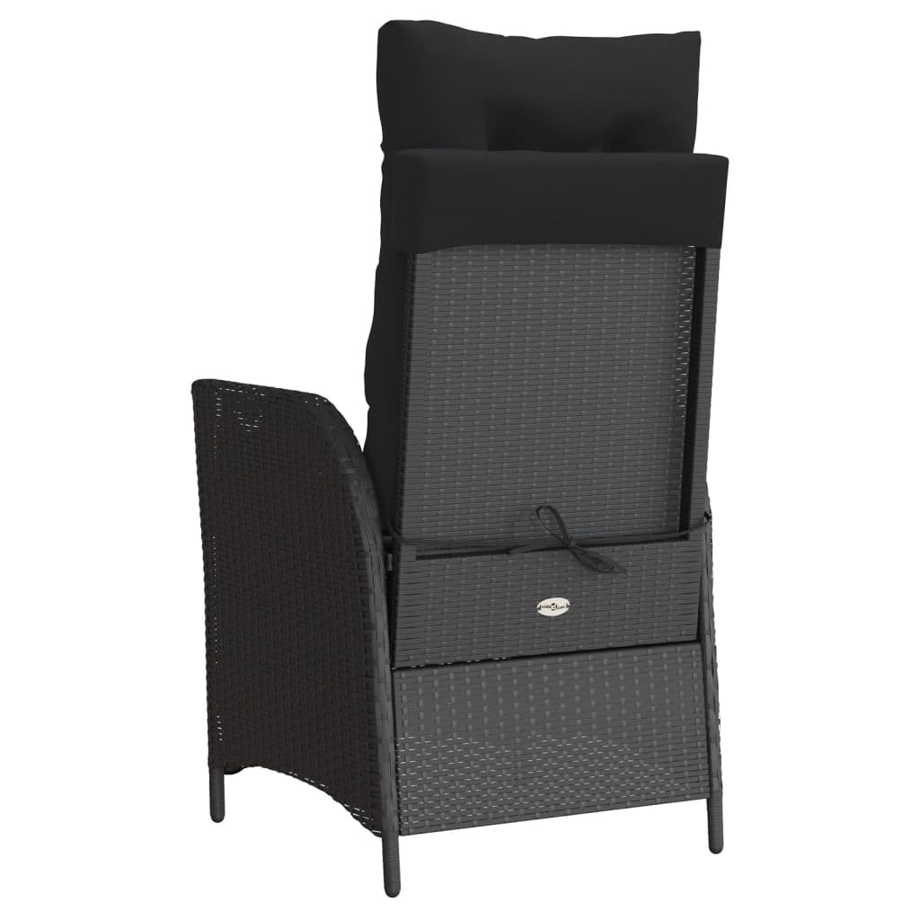 Tuinstoelen 2 st verstelbaar met kussens poly rattan zwart is nu te koop bij PeponiXL, paradijselijk wonen!