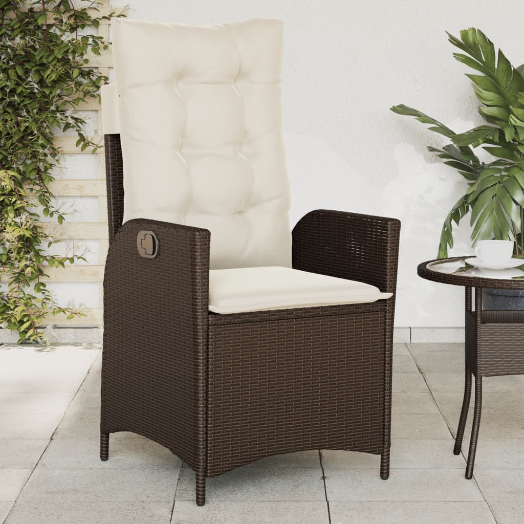 Tuinstoelen 2 st verstelbaar met kussens poly rattan bruin is nu te koop bij PeponiXL, paradijselijk wonen!
