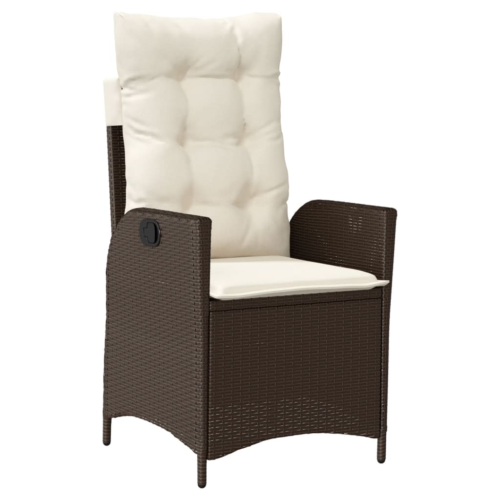 Tuinstoelen 2 st verstelbaar met kussens poly rattan bruin is nu te koop bij PeponiXL, paradijselijk wonen!