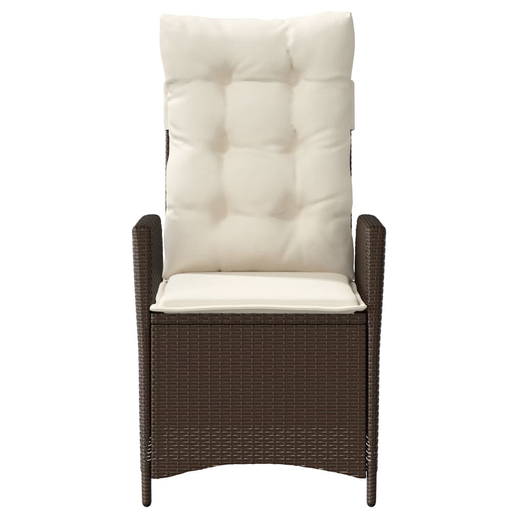 Tuinstoelen 2 st verstelbaar met kussens poly rattan bruin is nu te koop bij PeponiXL, paradijselijk wonen!
