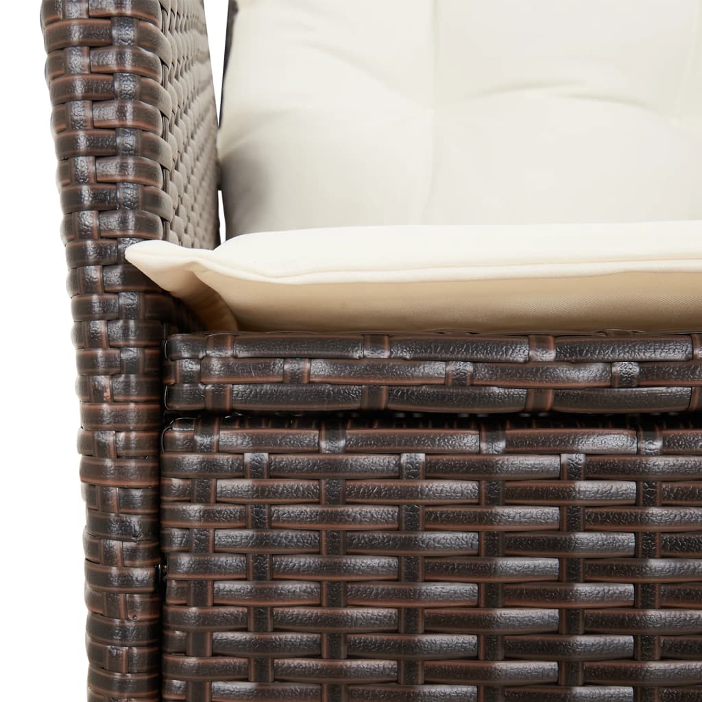 Tuinstoelen 2 st verstelbaar met kussens poly rattan bruin is nu te koop bij PeponiXL, paradijselijk wonen!