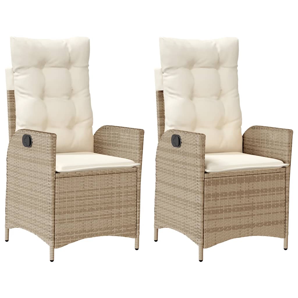 Tuinstoelen 2 st verstelbaar met kussens poly rattan beige is nu te koop bij PeponiXL, paradijselijk wonen!