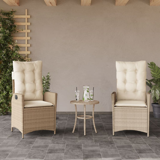 Tuinstoelen 2 st verstelbaar met kussens poly rattan beige is nu te koop bij PeponiXL, paradijselijk wonen!