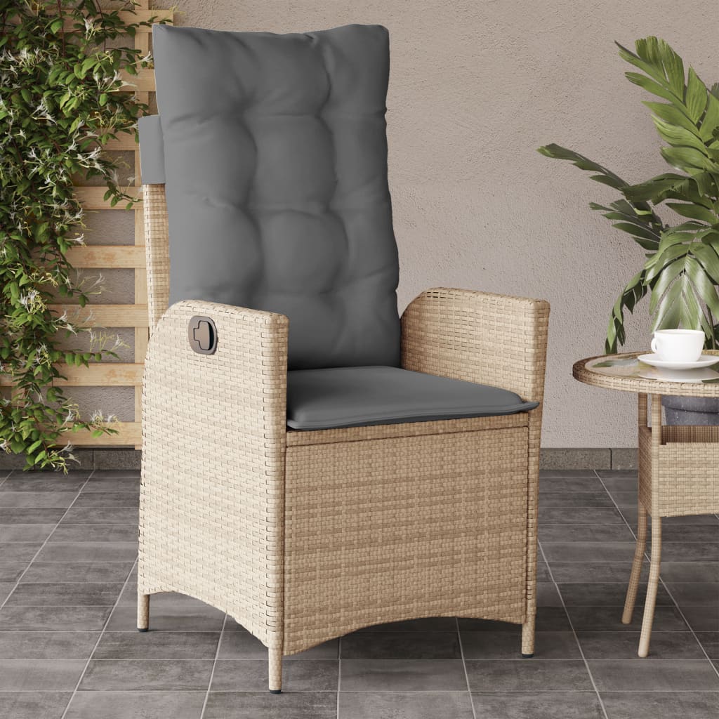 Tuinstoelen 2 st verstelbaar kussens poly rattan gemengd beige is nu te koop bij PeponiXL, paradijselijk wonen!