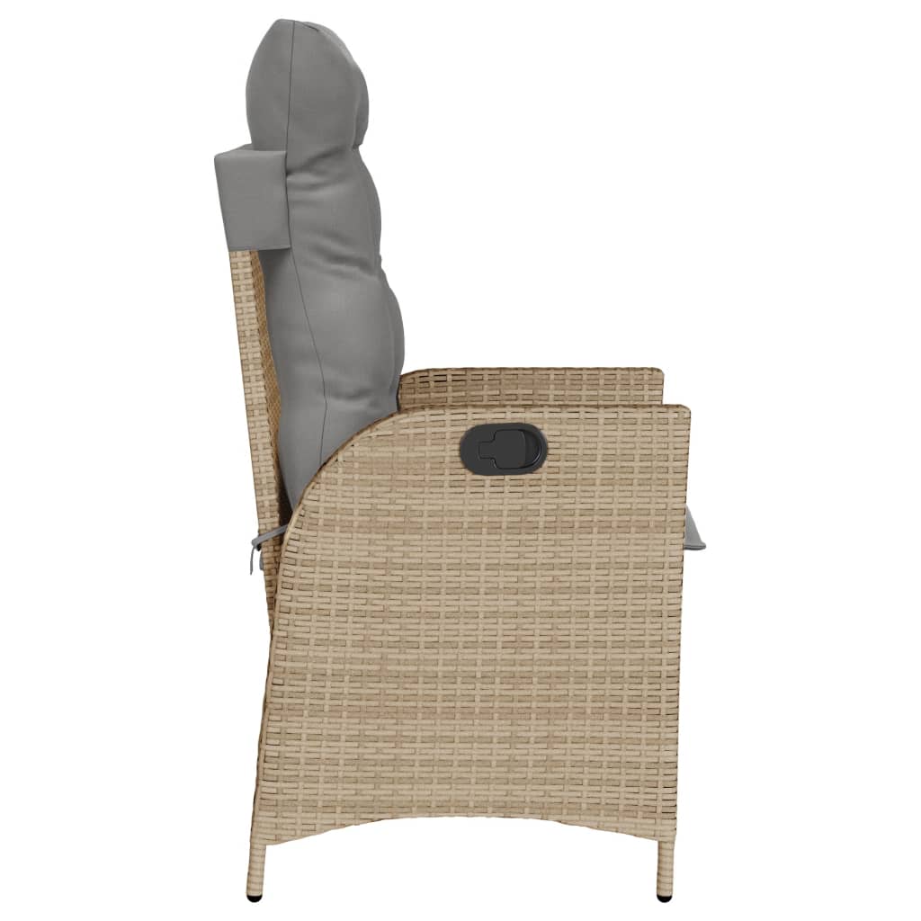 Tuinstoelen 2 st verstelbaar kussens poly rattan gemengd beige is nu te koop bij PeponiXL, paradijselijk wonen!