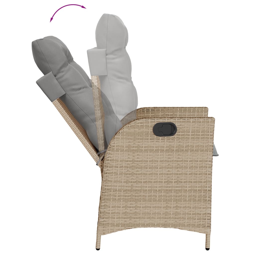 Tuinstoelen 2 st verstelbaar kussens poly rattan gemengd beige is nu te koop bij PeponiXL, paradijselijk wonen!