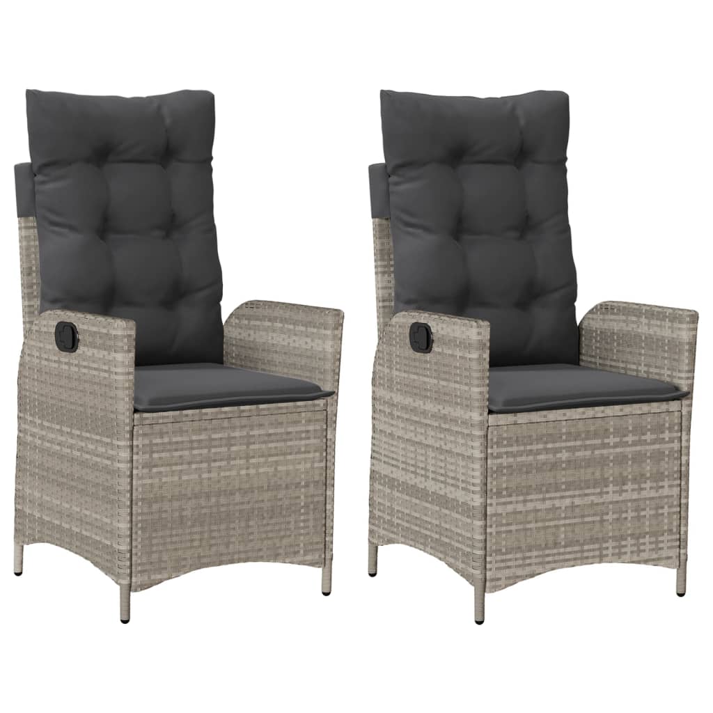 Tuinstoelen 2 st verstelbaar met kussens poly rattan lichtgrijs is nu te koop bij PeponiXL, paradijselijk wonen!