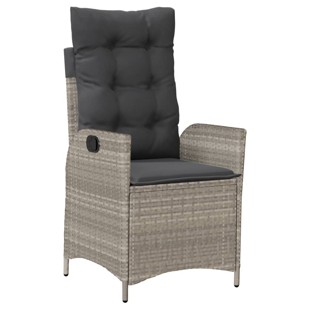 Tuinstoelen 2 st verstelbaar met kussens poly rattan lichtgrijs is nu te koop bij PeponiXL, paradijselijk wonen!