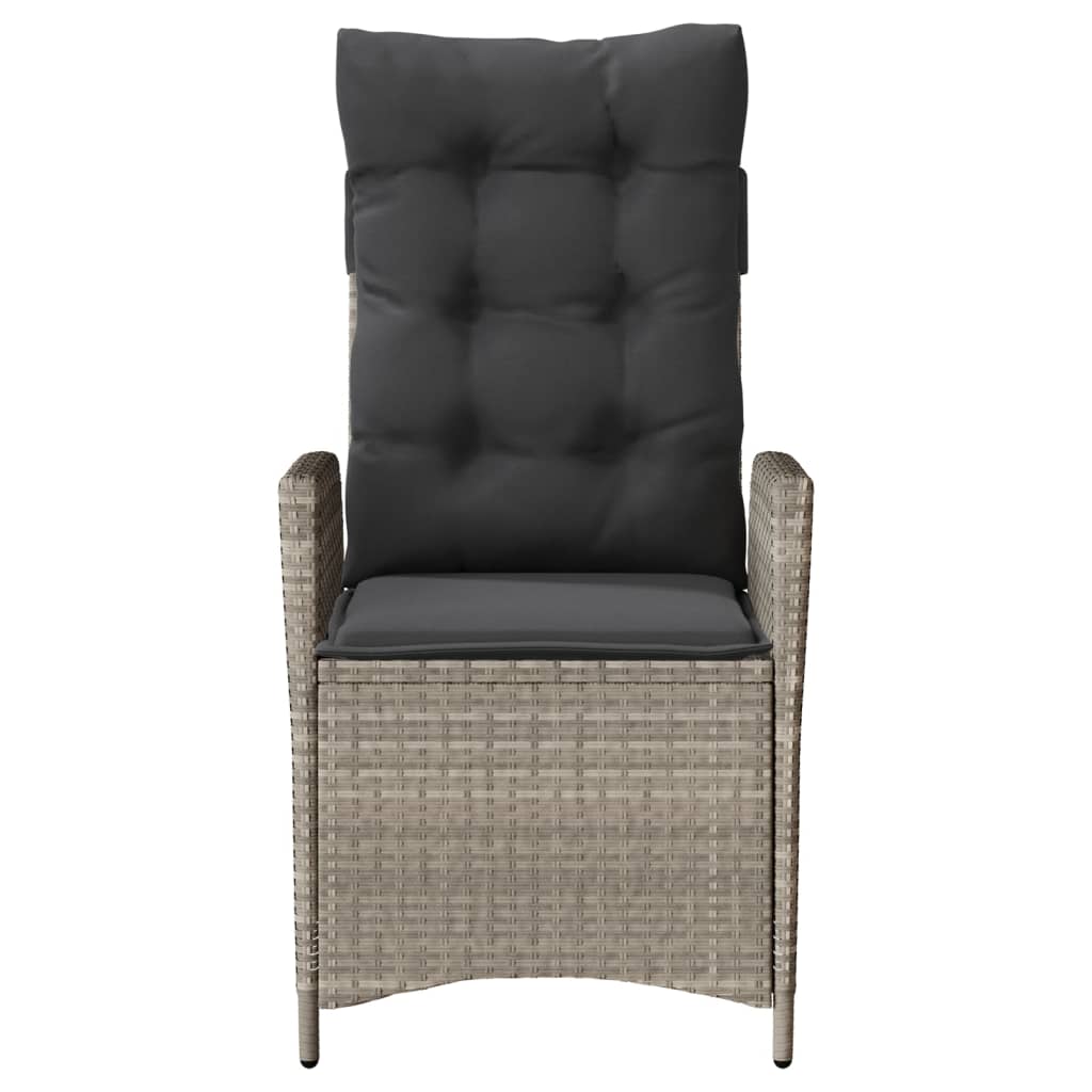 Tuinstoelen 2 st verstelbaar met kussens poly rattan lichtgrijs is nu te koop bij PeponiXL, paradijselijk wonen!