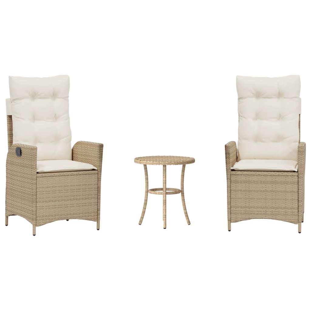 3-delige Bistroset met kussens poly rattan beige is nu te koop bij PeponiXL, paradijselijk wonen!