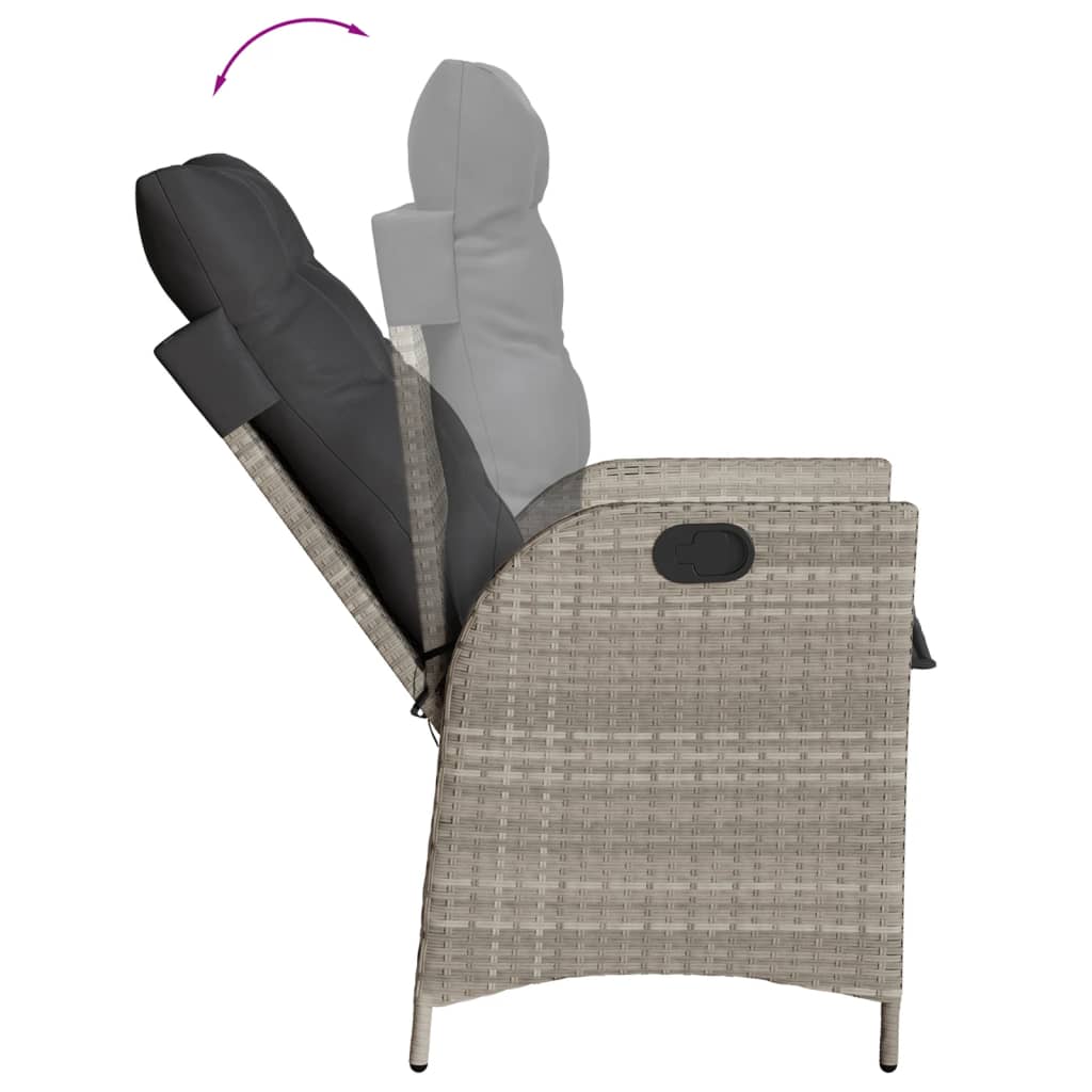 3-delige Bistroset met kussens poly rattan lichtgrijs is nu te koop bij PeponiXL, paradijselijk wonen!