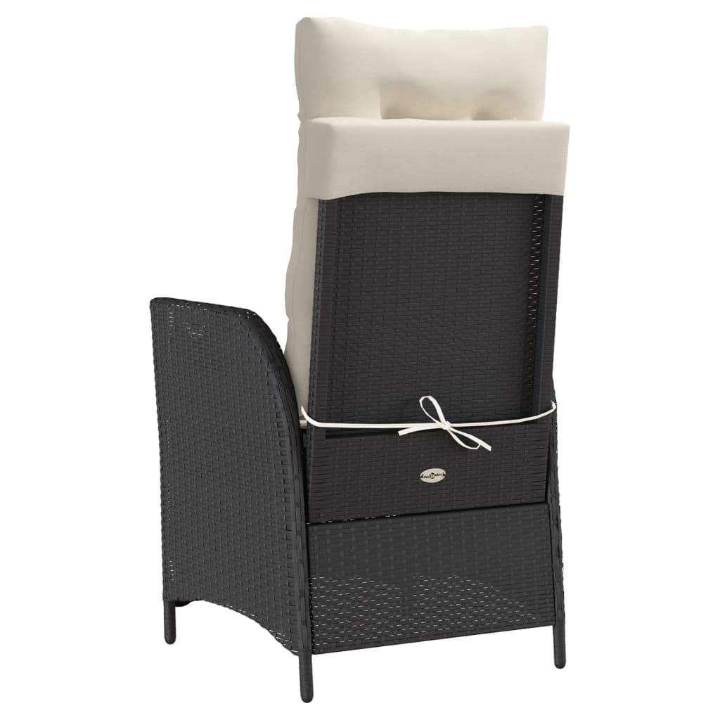 Tuinstoel verstelbaar met voetensteun poly rattan zwart is nu te koop bij PeponiXL, paradijselijk wonen!