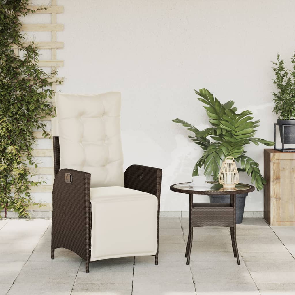 Tuinstoel verstelbaar met voetensteun poly rattan bruin is nu te koop bij PeponiXL, paradijselijk wonen!