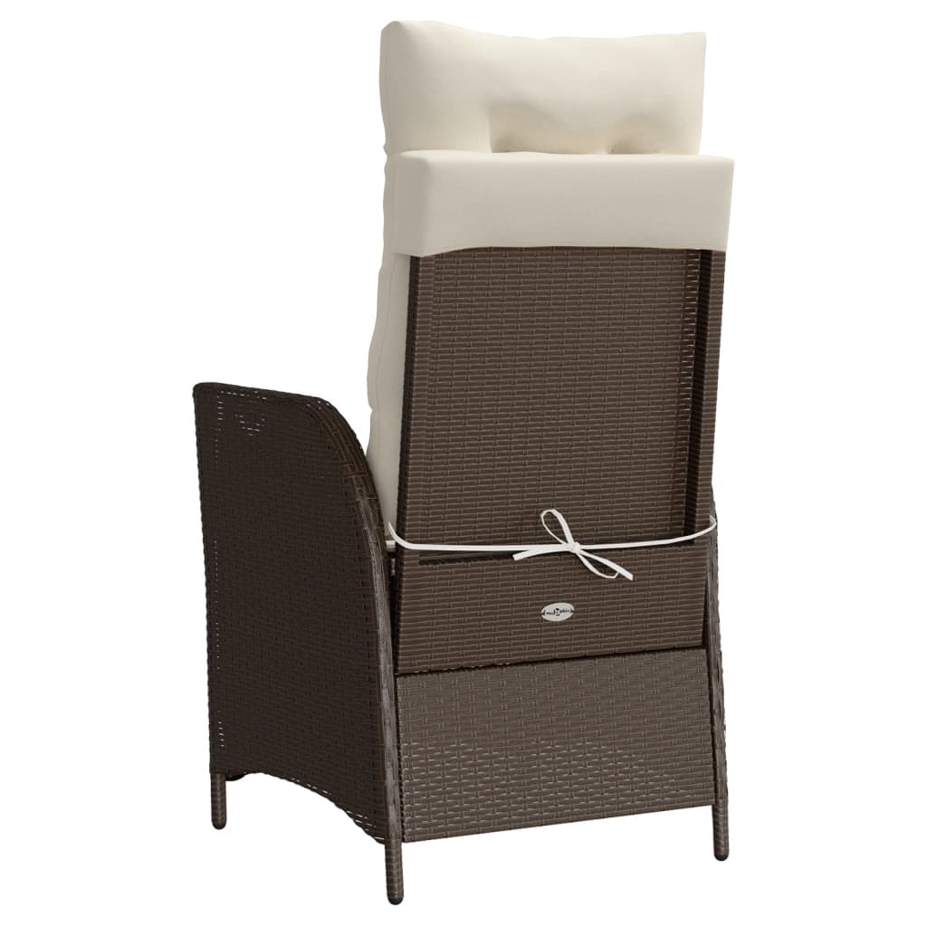Tuinstoel verstelbaar met voetensteun poly rattan bruin is nu te koop bij PeponiXL, paradijselijk wonen!