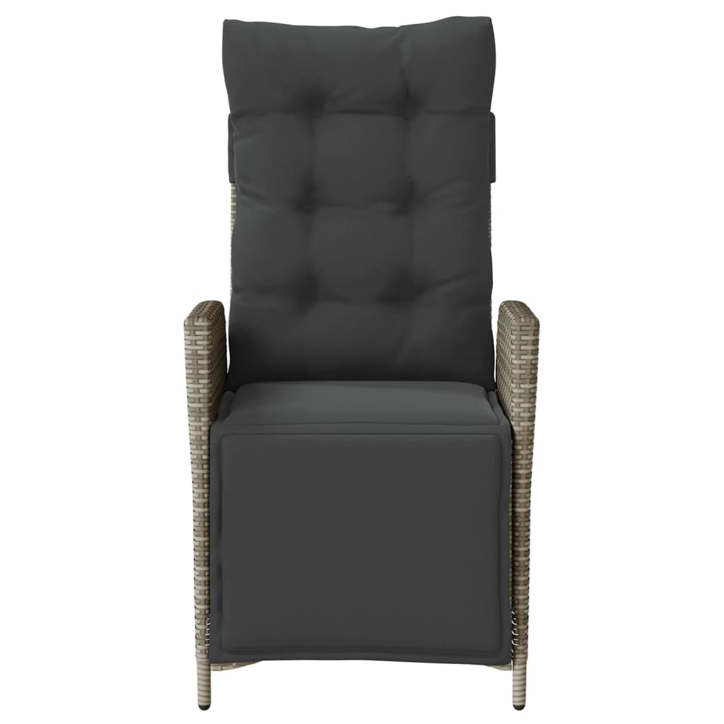 Tuinstoel verstelbaar met voetensteun poly rattan grijs is nu te koop bij PeponiXL, paradijselijk wonen!
