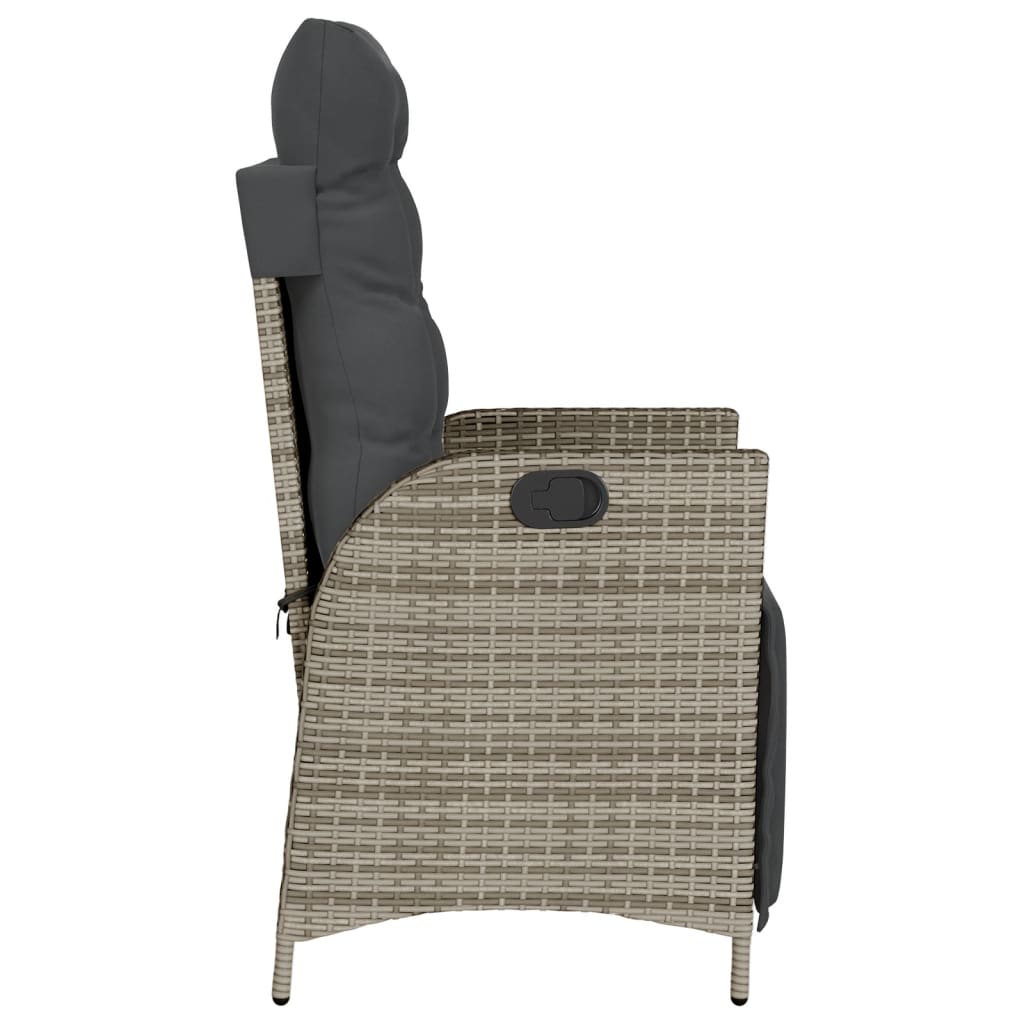 Tuinstoel verstelbaar met voetensteun poly rattan grijs is nu te koop bij PeponiXL, paradijselijk wonen!