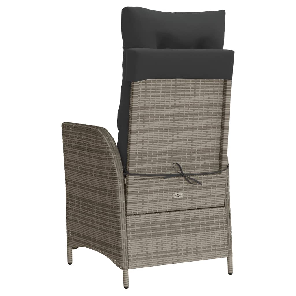 Tuinstoel verstelbaar met voetensteun poly rattan grijs is nu te koop bij PeponiXL, paradijselijk wonen!