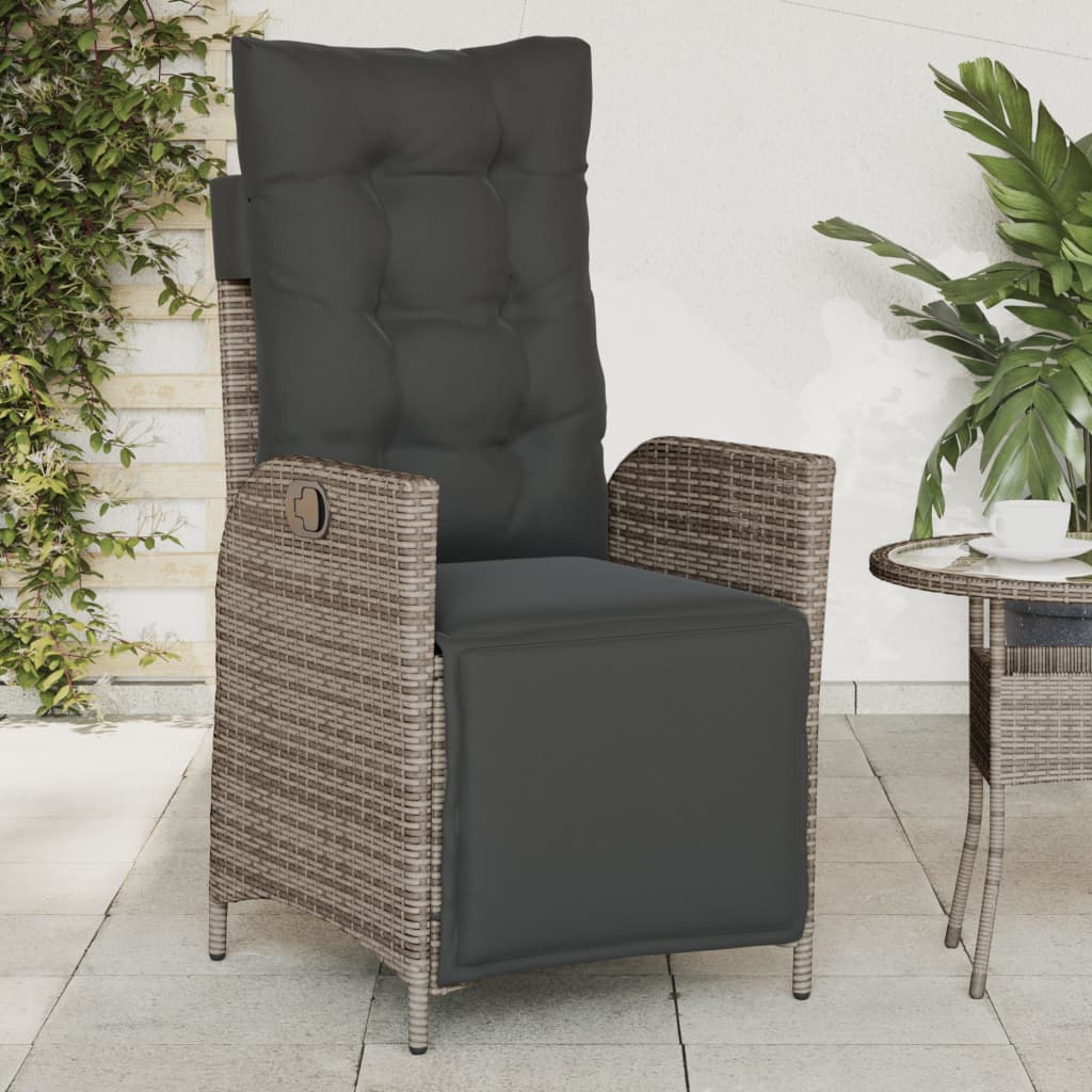 Tuinstoel verstelbaar met voetensteun poly rattan grijs is nu te koop bij PeponiXL, paradijselijk wonen!