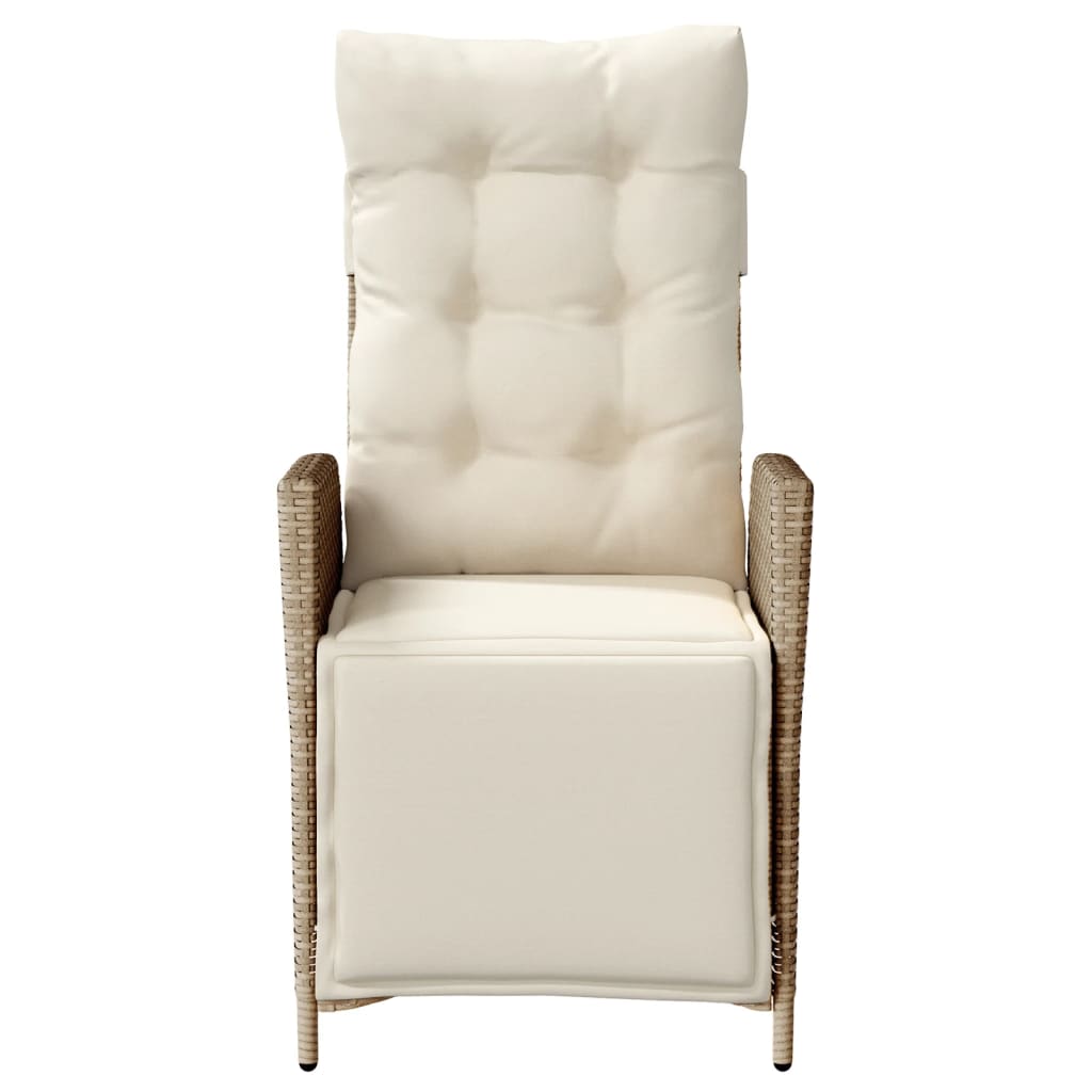 Tuinstoel verstelbaar met voetensteun poly rattan beige is nu te koop bij PeponiXL, paradijselijk wonen!