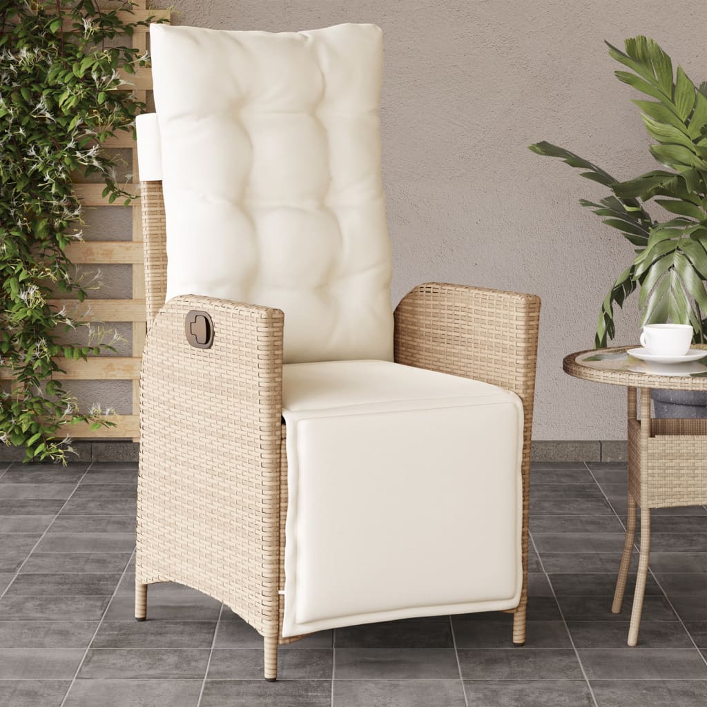 Tuinstoel verstelbaar met voetensteun poly rattan beige is nu te koop bij PeponiXL, paradijselijk wonen!