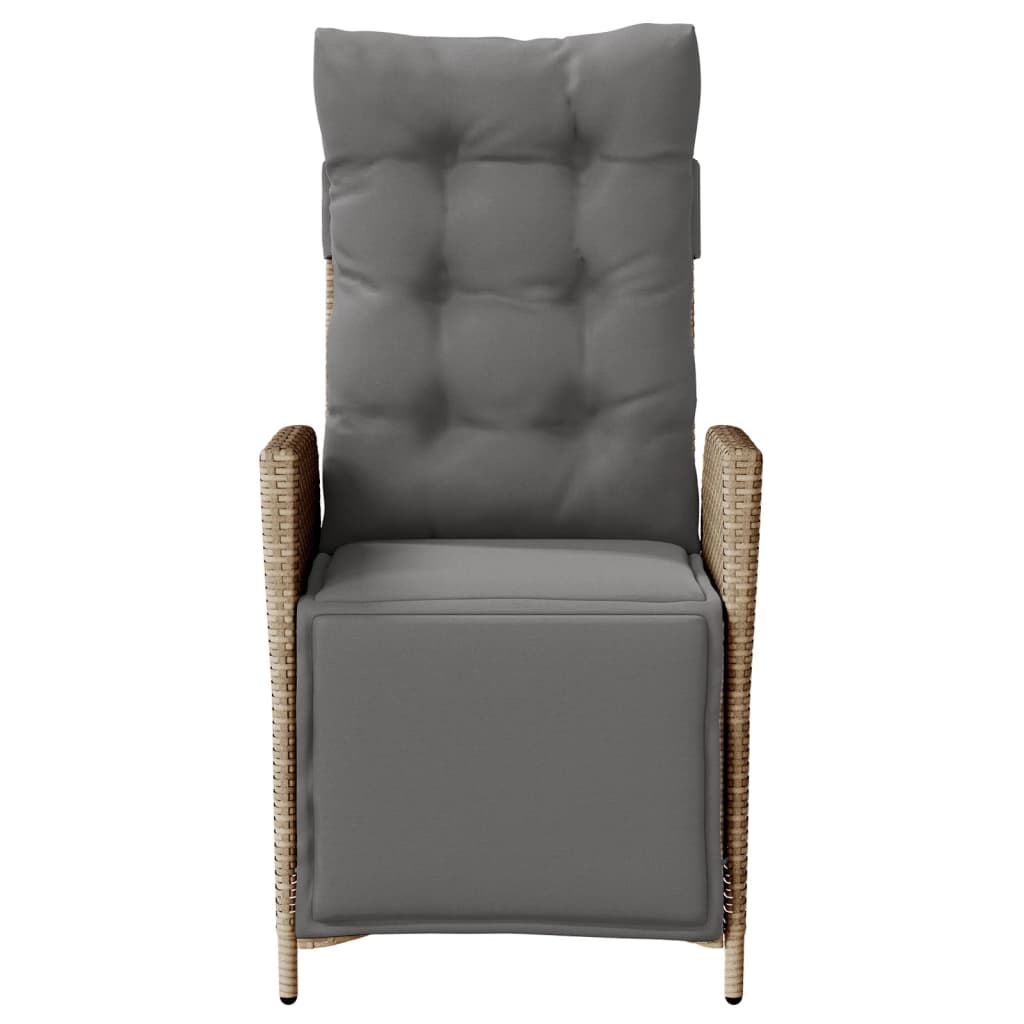 Tuinstoel verstelbaar met voetensteun poly rattan gemengd beige is nu te koop bij PeponiXL, paradijselijk wonen!