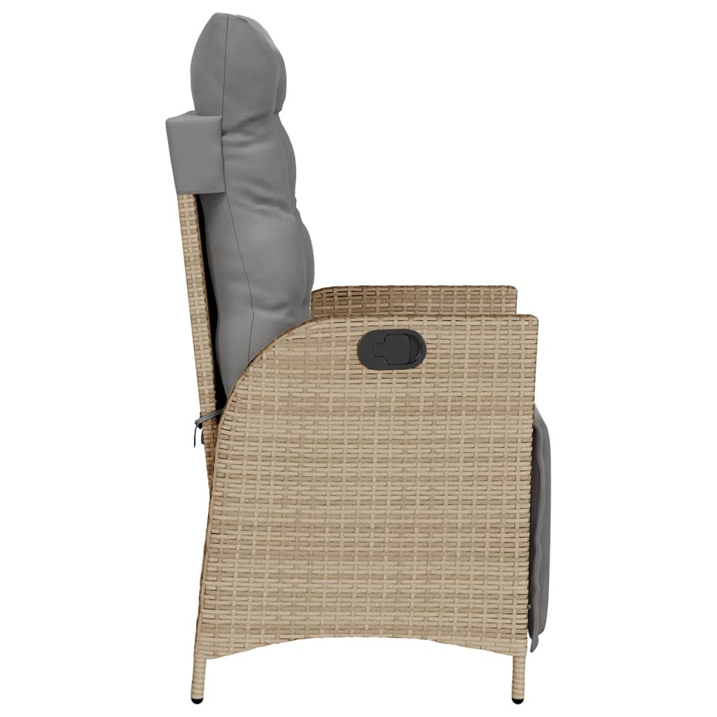 Tuinstoel verstelbaar met voetensteun poly rattan gemengd beige is nu te koop bij PeponiXL, paradijselijk wonen!