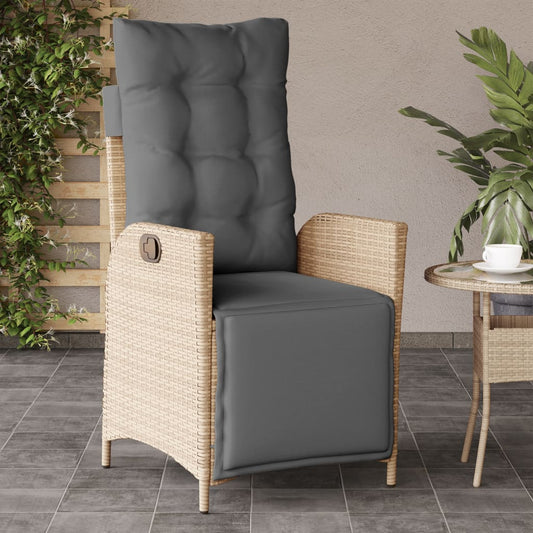 Tuinstoel verstelbaar met voetensteun poly rattan gemengd beige is nu te koop bij PeponiXL, paradijselijk wonen!