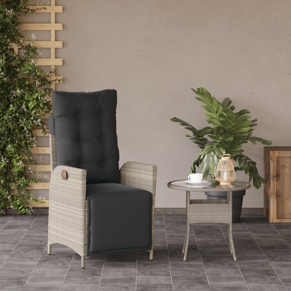 Tuinstoel verstelbaar met voetensteun poly rattan lichtgrijs is nu te koop bij PeponiXL, paradijselijk wonen!