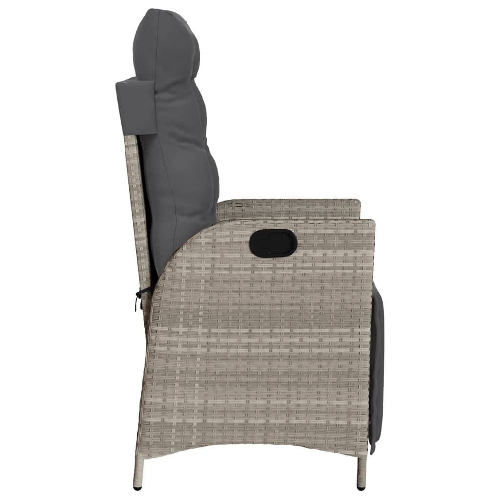 Tuinstoel verstelbaar met voetensteun poly rattan lichtgrijs is nu te koop bij PeponiXL, paradijselijk wonen!