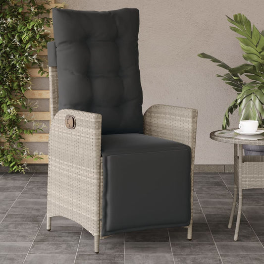 Tuinstoel verstelbaar met voetensteun poly rattan lichtgrijs is nu te koop bij PeponiXL, paradijselijk wonen!