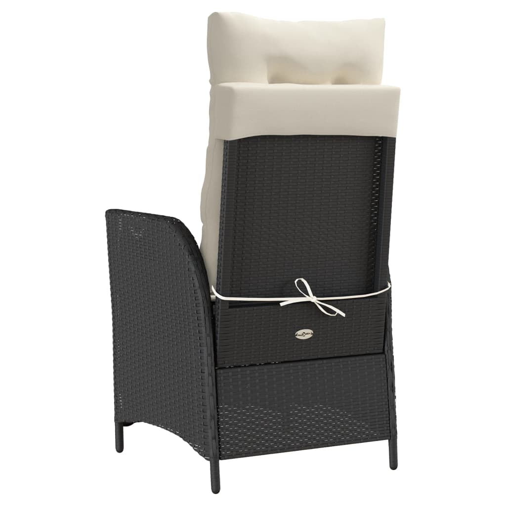 Tuinstoelen 2 st verstelbaar met voetensteun poly rattan zwart is nu te koop bij PeponiXL, paradijselijk wonen!
