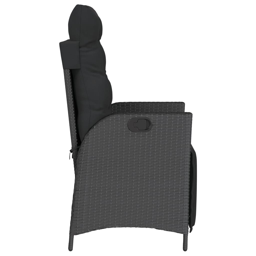 Tuinstoelen 2 st verstelbaar met voetensteun poly rattan zwart is nu te koop bij PeponiXL, paradijselijk wonen!
