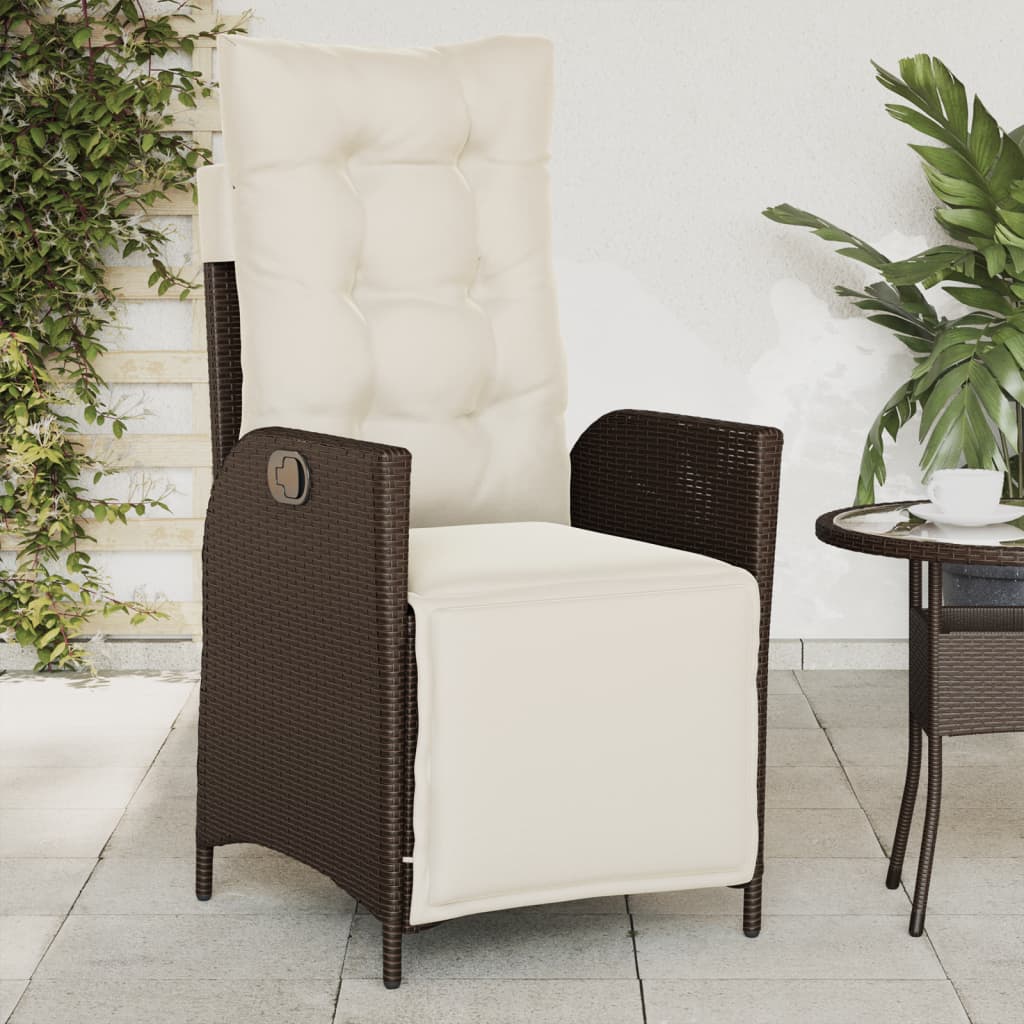 Tuinstoelen 2 st verstelbaar met voetensteun poly rattan bruin is nu te koop bij PeponiXL, paradijselijk wonen!