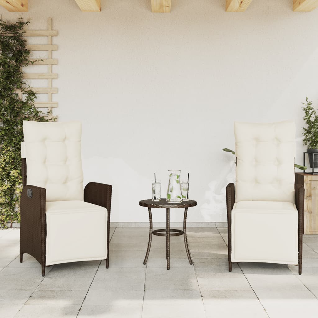 Tuinstoelen 2 st verstelbaar met voetensteun poly rattan bruin is nu te koop bij PeponiXL, paradijselijk wonen!