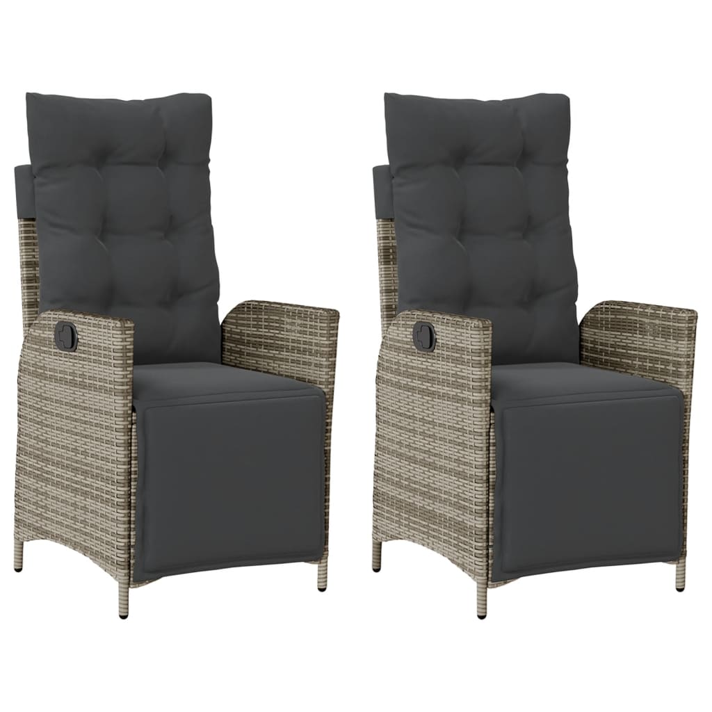 Tuinstoelen 2 st verstelbaar met voetensteun poly rattan grijs is nu te koop bij PeponiXL, paradijselijk wonen!