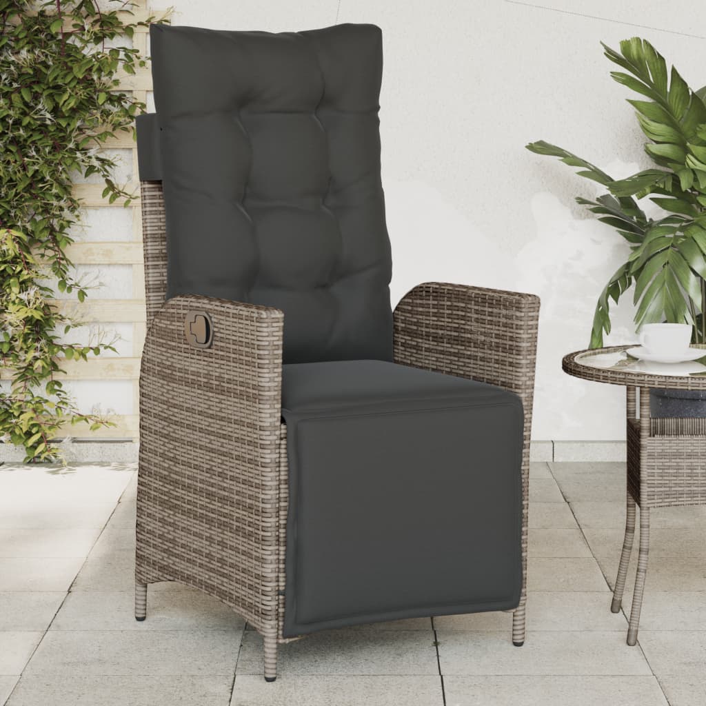 Tuinstoelen 2 st verstelbaar met voetensteun poly rattan grijs is nu te koop bij PeponiXL, paradijselijk wonen!