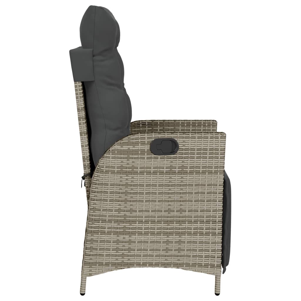 Tuinstoelen 2 st verstelbaar met voetensteun poly rattan grijs is nu te koop bij PeponiXL, paradijselijk wonen!