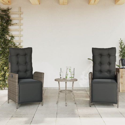 Tuinstoelen 2 st verstelbaar met voetensteun poly rattan grijs is nu te koop bij PeponiXL, paradijselijk wonen!