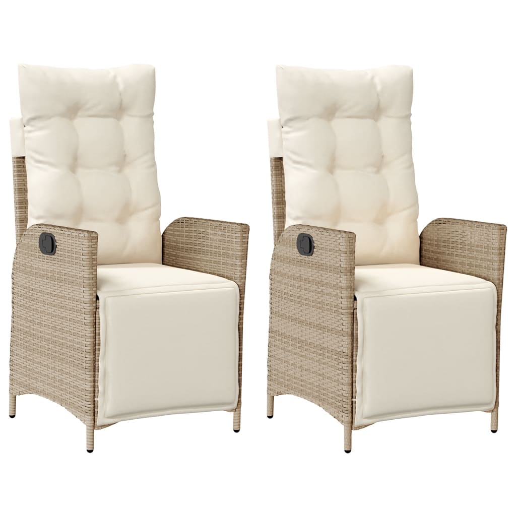 Tuinstoelen 2 st verstelbaar met voetensteun poly rattan beige is nu te koop bij PeponiXL, paradijselijk wonen!