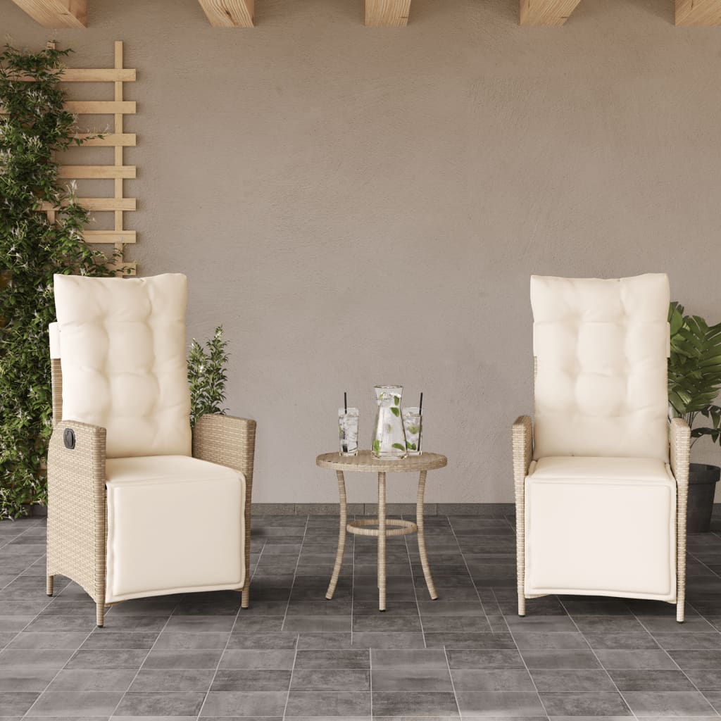 Tuinstoelen 2 st verstelbaar met voetensteun poly rattan beige is nu te koop bij PeponiXL, paradijselijk wonen!