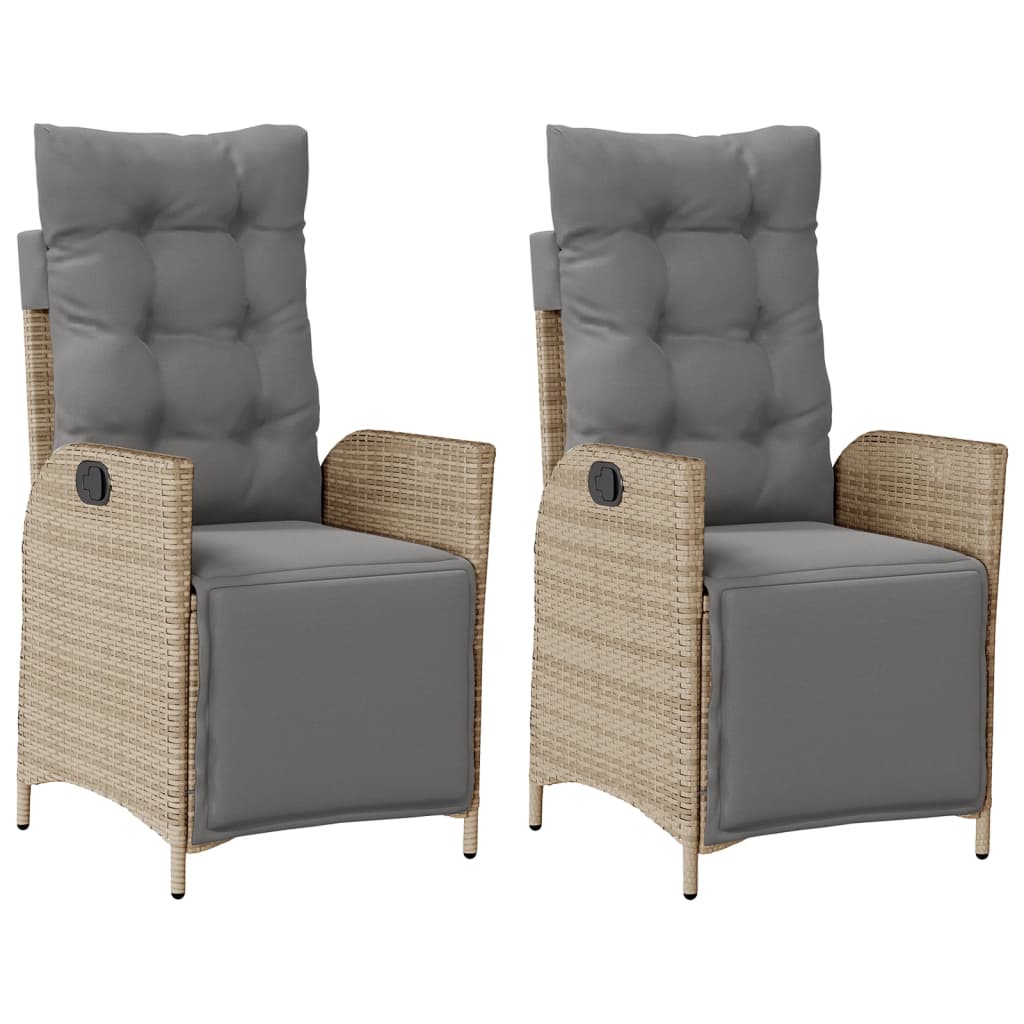 Tuinstoelen 2 st verstelbaar voetensteun poly rattan beige mix is nu te koop bij PeponiXL, paradijselijk wonen!