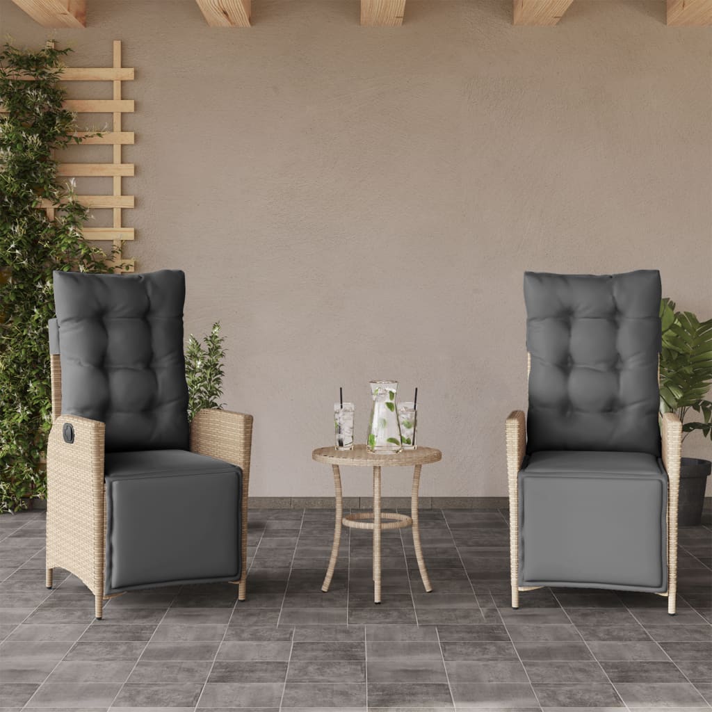 Tuinstoelen 2 st verstelbaar voetensteun poly rattan beige mix is nu te koop bij PeponiXL, paradijselijk wonen!