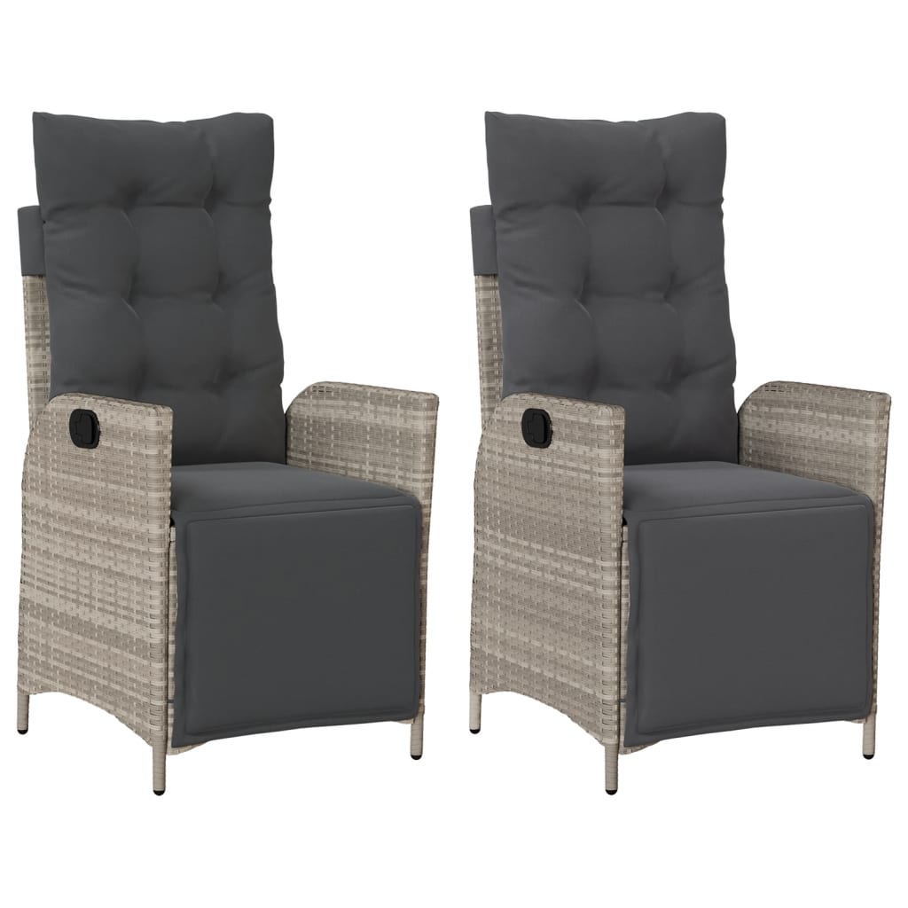 Tuinstoelen 2 st verstelbaar voetensteun poly rattan lichtgrijs is nu te koop bij PeponiXL, paradijselijk wonen!