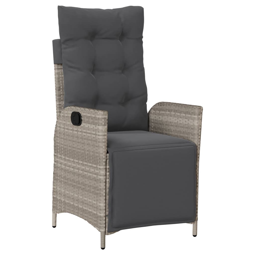 Tuinstoelen 2 st verstelbaar voetensteun poly rattan lichtgrijs is nu te koop bij PeponiXL, paradijselijk wonen!
