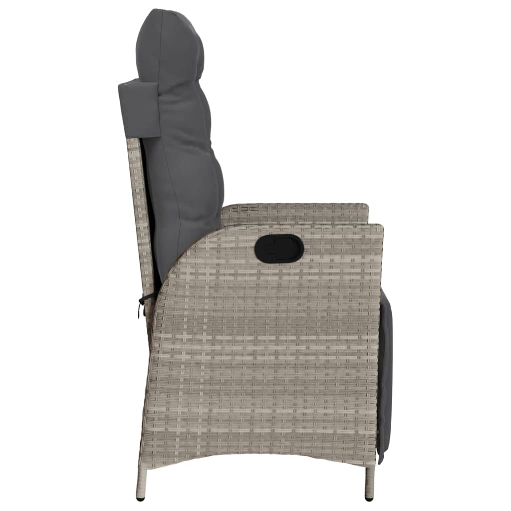 Tuinstoelen 2 st verstelbaar voetensteun poly rattan lichtgrijs is nu te koop bij PeponiXL, paradijselijk wonen!