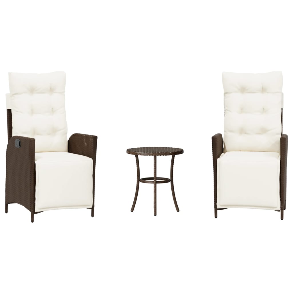 3-delige Bistroset met kussens poly rattan bruin is nu te koop bij PeponiXL, paradijselijk wonen!